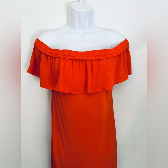 $550 VERONICA BEARD MADE IN USA Dress Sz 12 OLETA Off The Shoulder Ruffled Midi - Picture 11 of 16